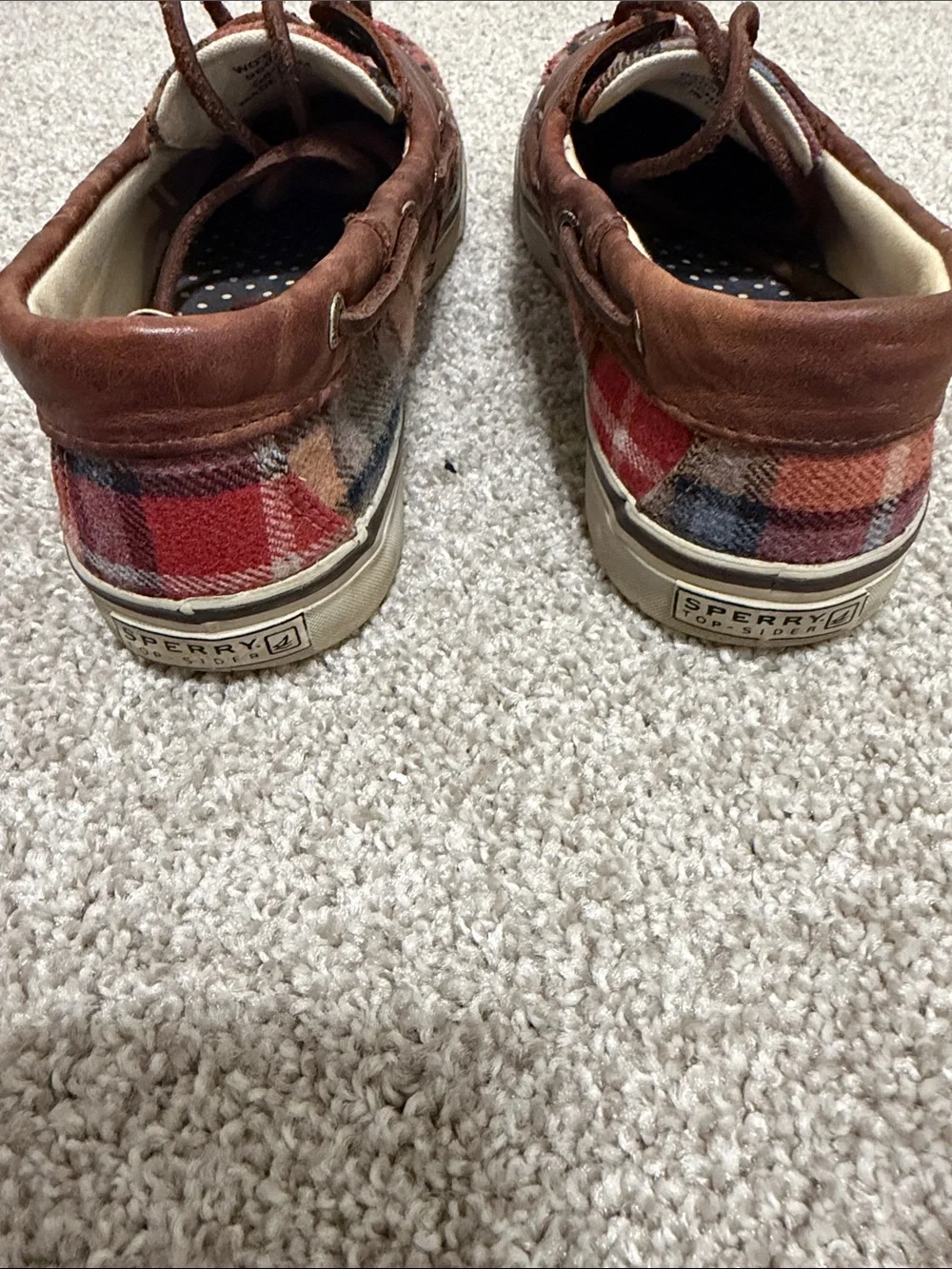 Sperry Brown Suede & Multicolor Plaid Boat Shoes